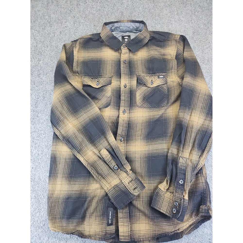 Vans Monterey III SZ Small Flannel Shirt black olive Skater Grunge 1719